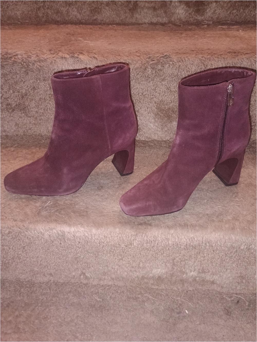 ANTONIO MELANI Burgundy Suede Ankle Boots